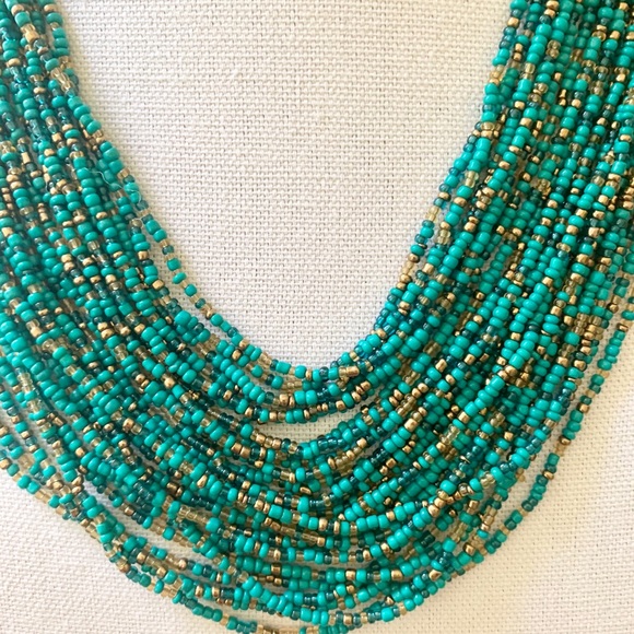 Turquoise multiple row statement necklace - Picture 3 of 5